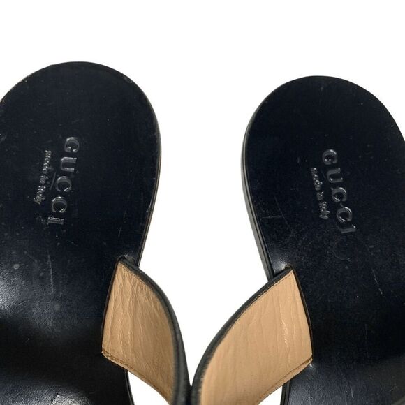 Gucci Marmont GG Thong Sandals EU 36 US 6 Black Flat Flip Flop Slide Interlock - Picture 9 of 12